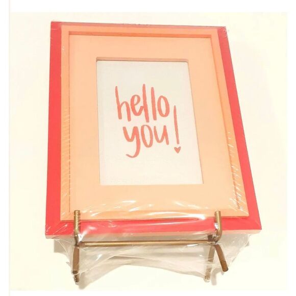 Classic Pink Heart 7 x 9 in Picture Photo Frame Golden Stand - Hello You 4 x 6 " - Picture 2 of 3